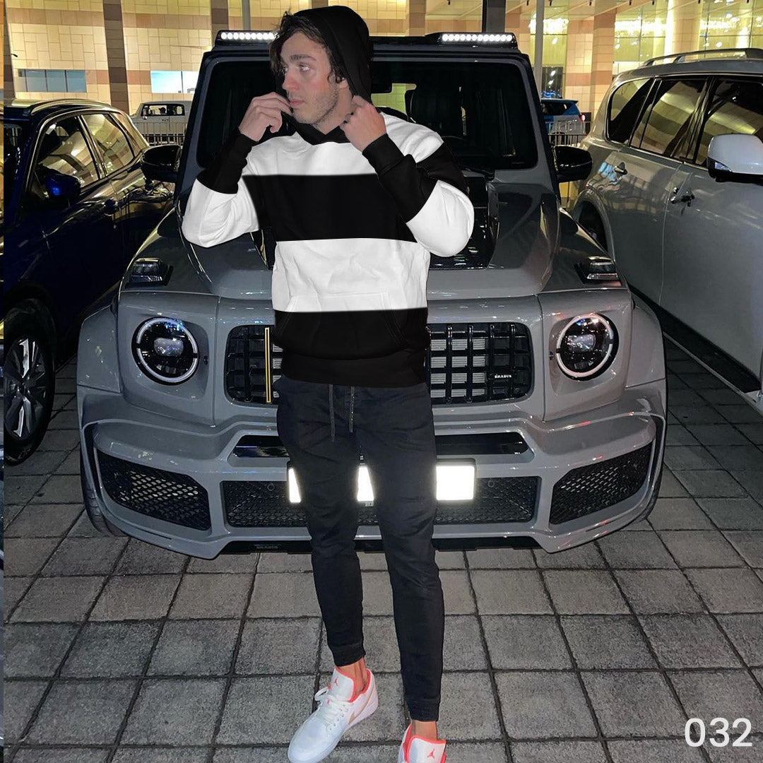 Oversize Striped Hoodie B&W - 40% Off