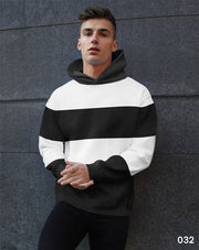 Oversize Striped Hoodie - Black & White - 032