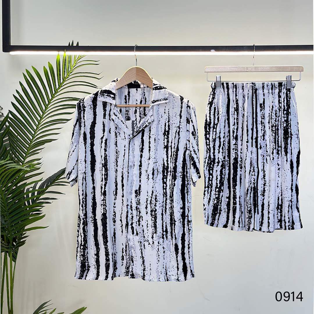 Smoke Striped Print Huawei Set - 0914