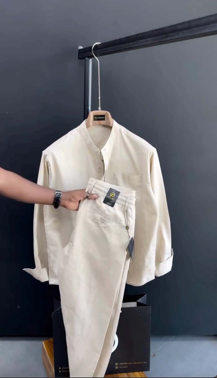 Linen Ban Collar Co-ord Set - Pre Order