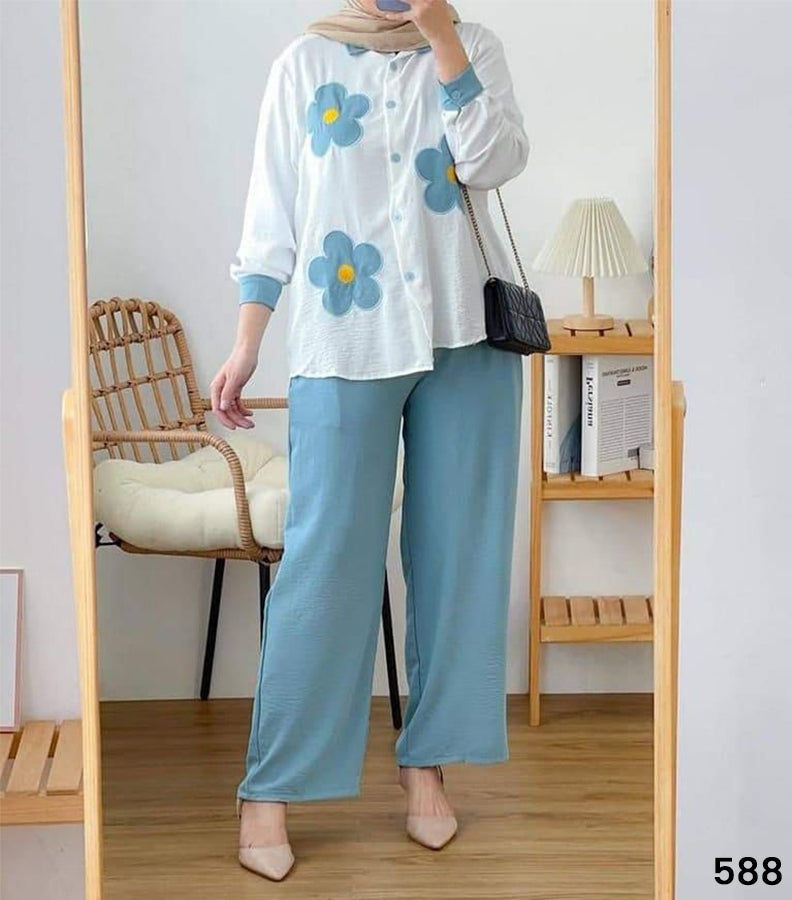 Flower Quarter Sleeved Set - 70% Off