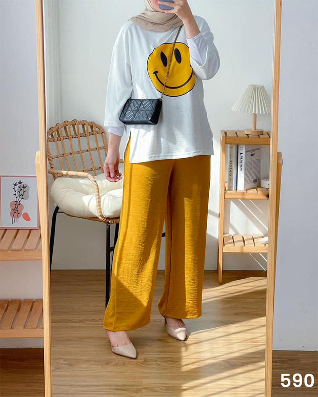 Smiley Tee & Plazo Set Yellow - 590