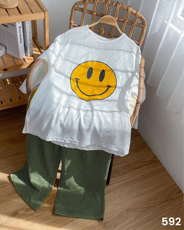 Smiley Tee & Plazo Set Green - 592