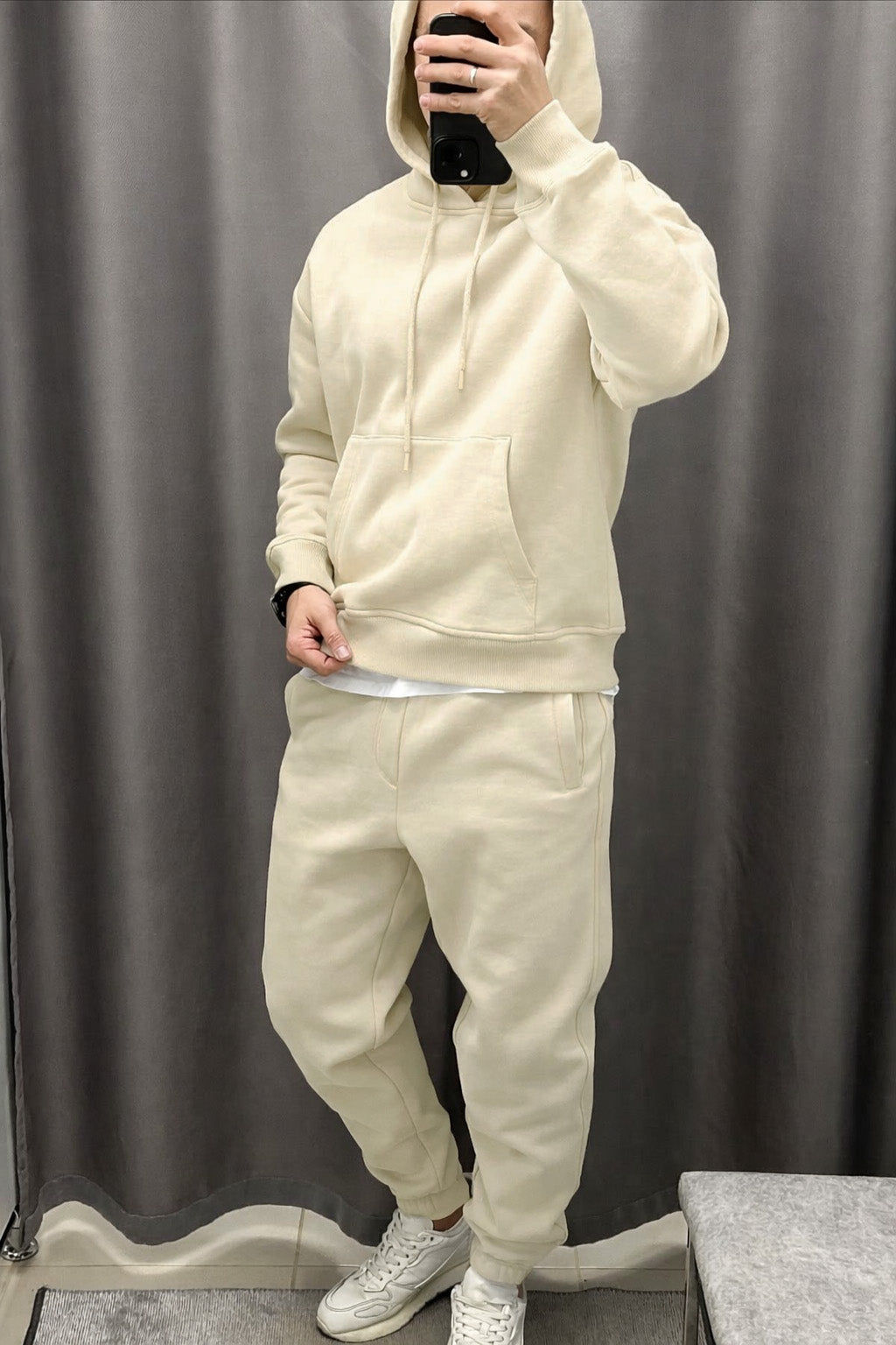 Men Oversized Fleece Hoodie Set