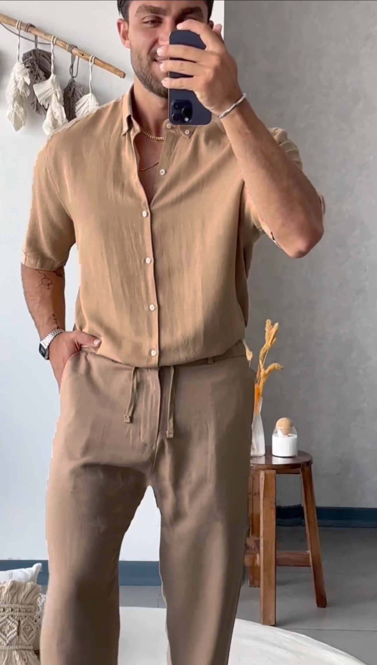 Men's Linen Sets - British Collar