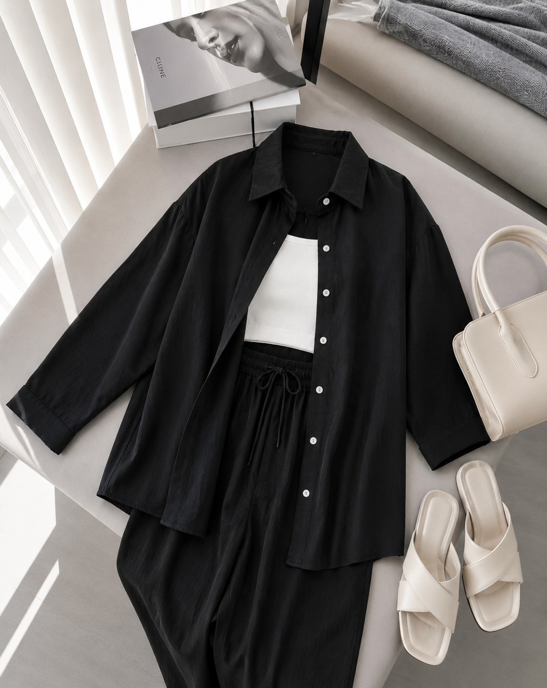 Women Noir Ease Co-ord Set - Summer Arrival