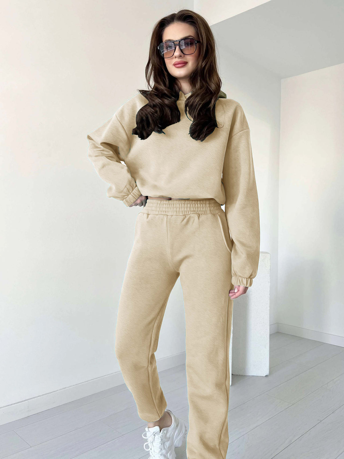 Women Cropped Hoodie Set - 60% Off