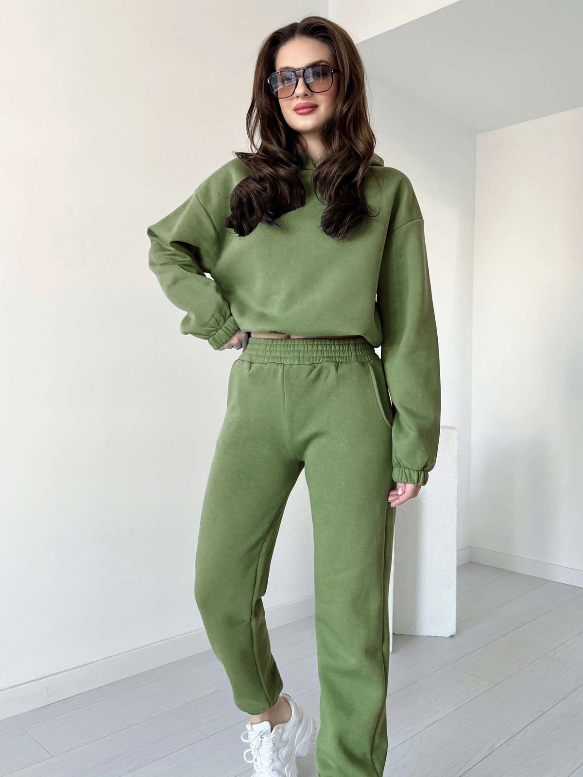 Women Cropped Hoodie Set - 60% Off