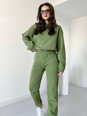 Women Cropped Hoodie Set - Last Stock