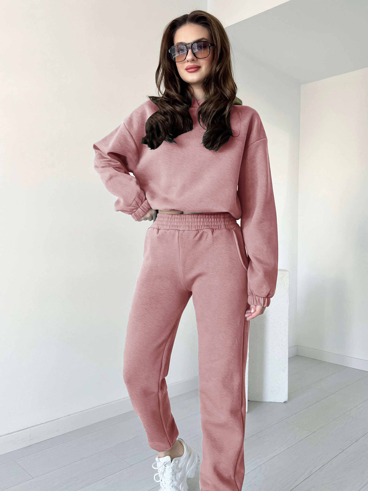 Women Cropped Hoodie Set - 60% Off
