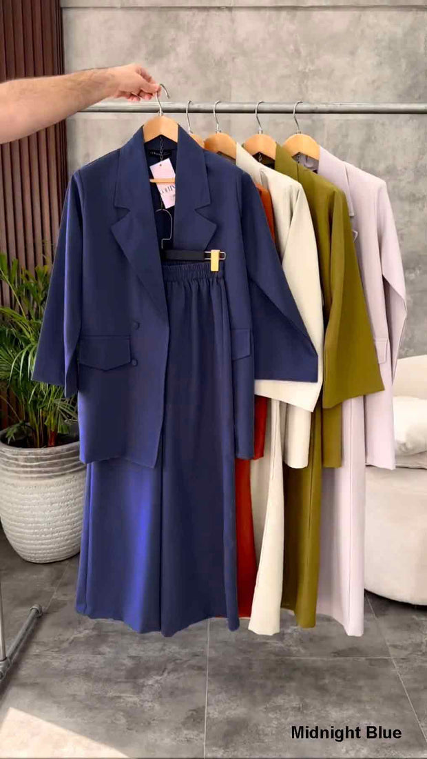 Women British Long Coat Set