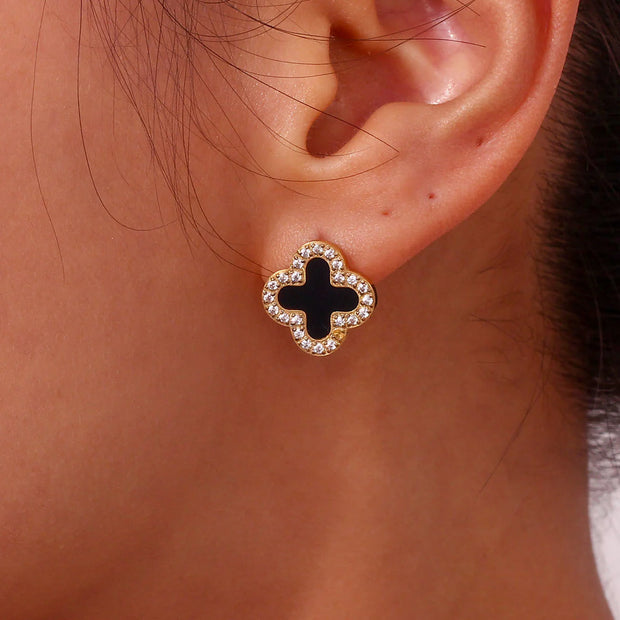 Midnight Clover Studs