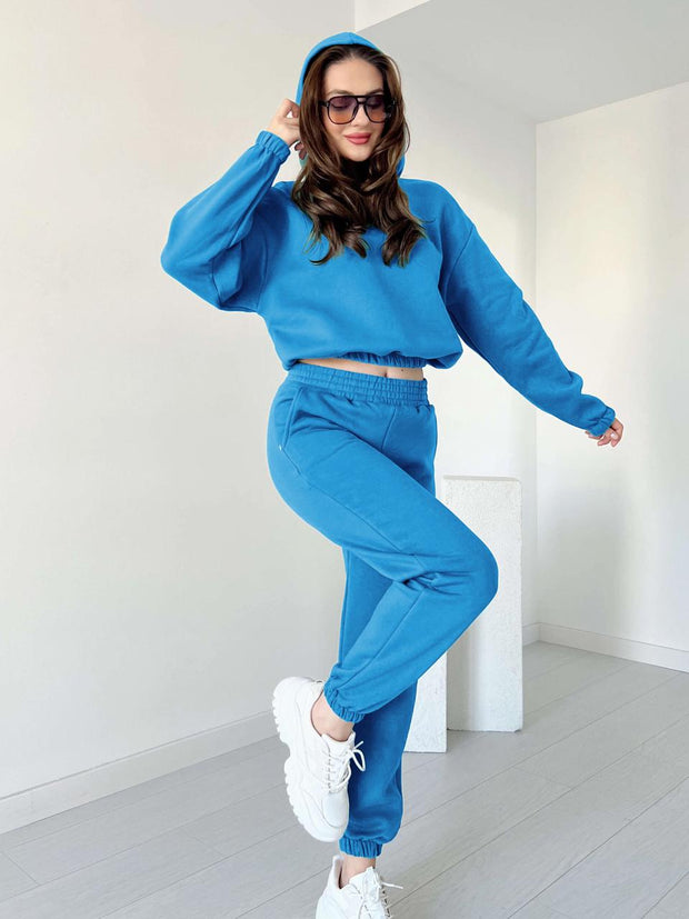 Women Cropped Hoodie Set - Last Stock