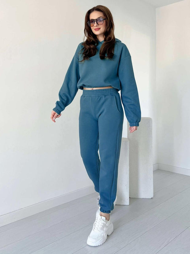 Women Cropped Hoodie Set - Last Stock
