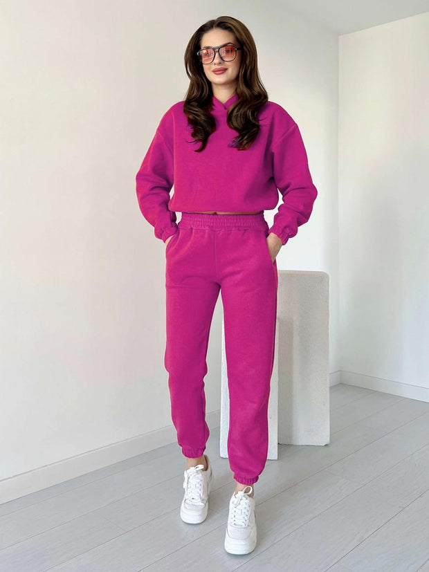 Women Cropped Hoodie Set - Last Stock