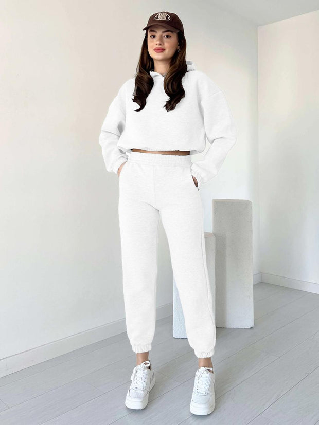 Women Cropped Hoodie Set - Last Stock