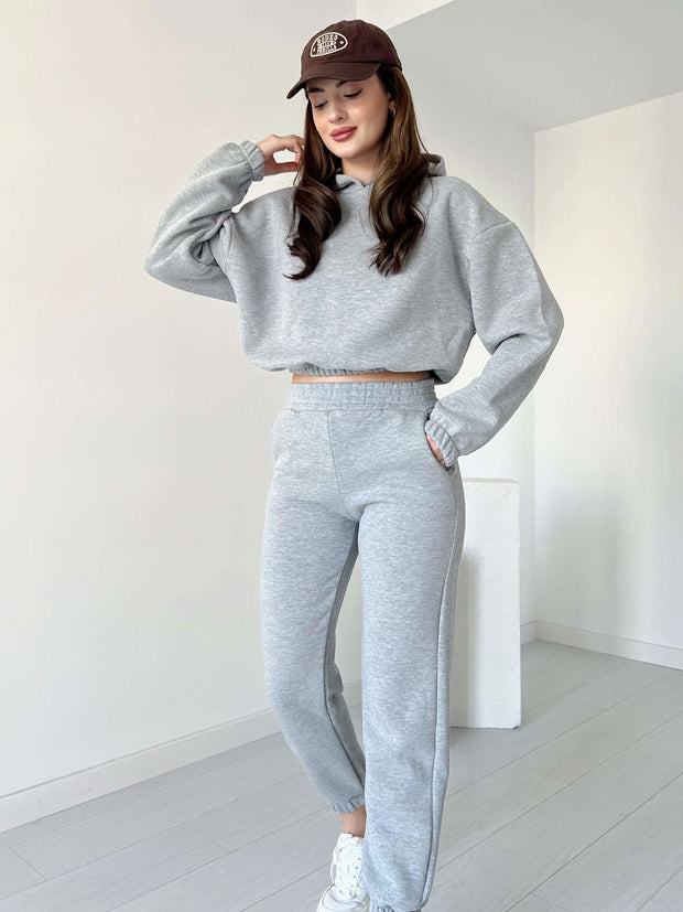 Women Cropped Hoodie Set - Last Stock