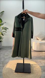 Arabic Trench Long Coat - Suede Leather