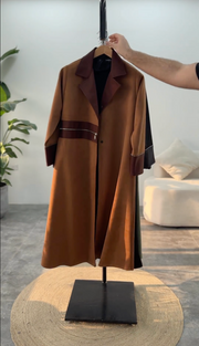 Arabic Trench Long Coat - Suede Leather