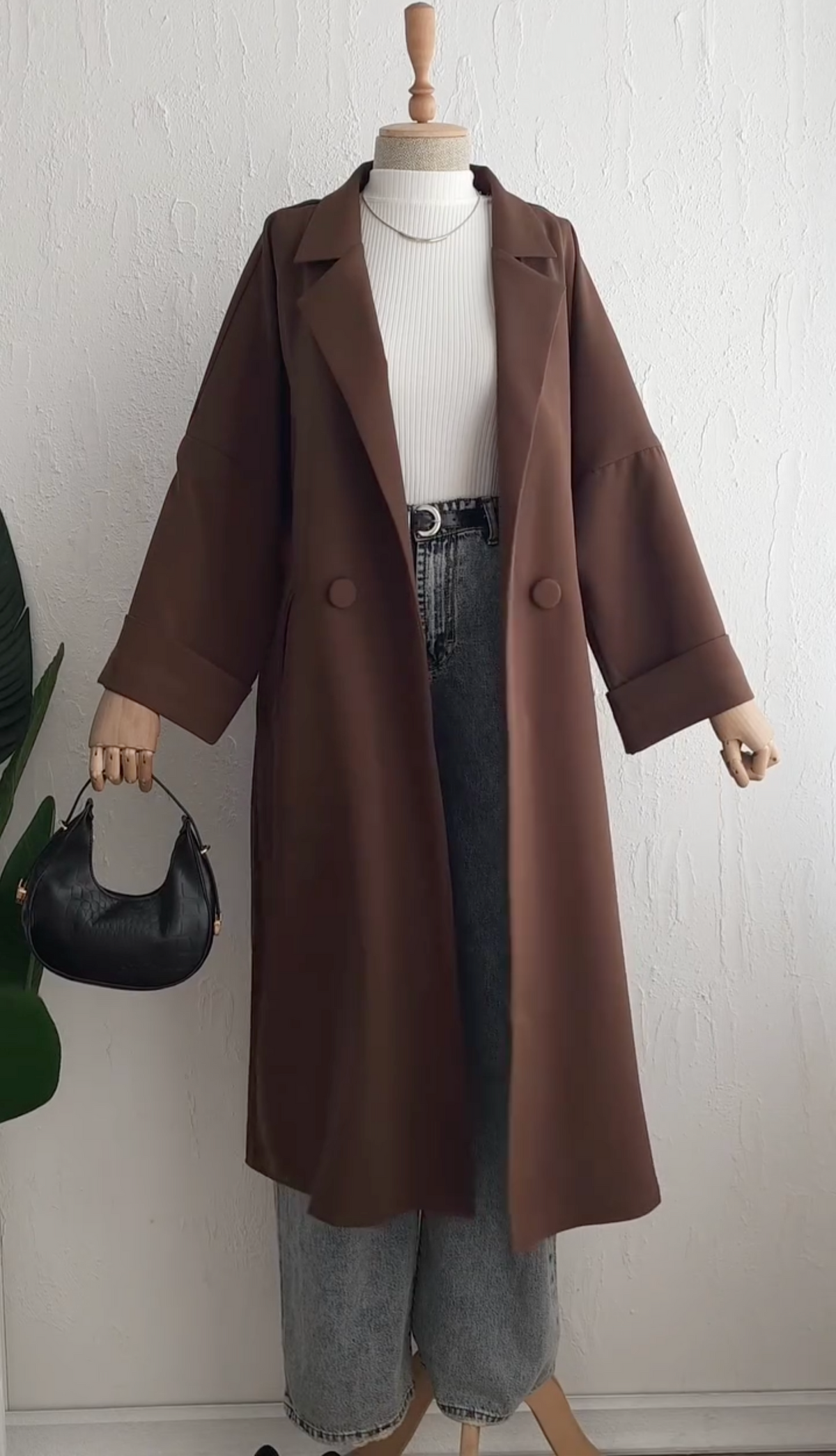 Modest Crepe Trench Coat - 50% Off