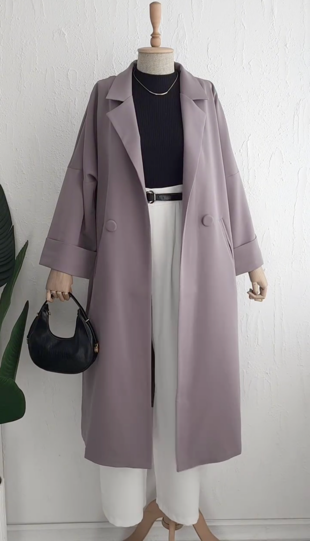 Modest Crepe Trench Coat - 50% Off