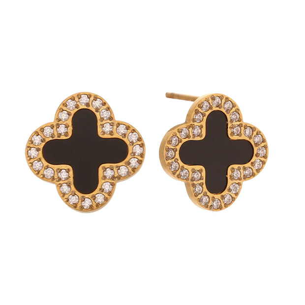 Midnight Clover Studs