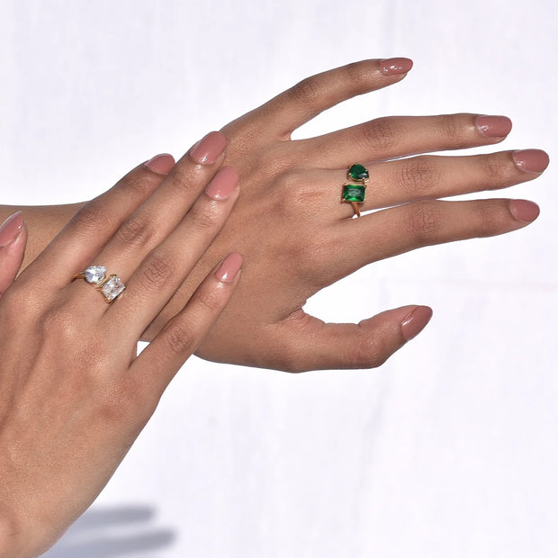 Emerald Pear Open Ring