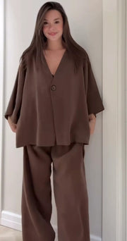 Clara Anti-Fit Tunic Top & Wide Leg Trouser - Pre Order