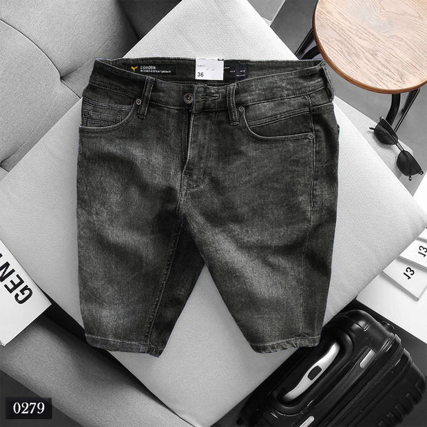 Grey Bleach Wash - Slim Fit Denim Shorts