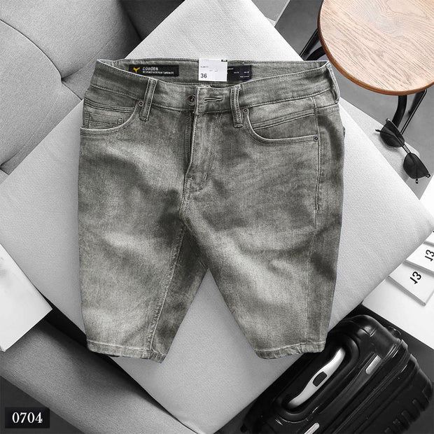 Grey - Slim Fit Denim Shorts