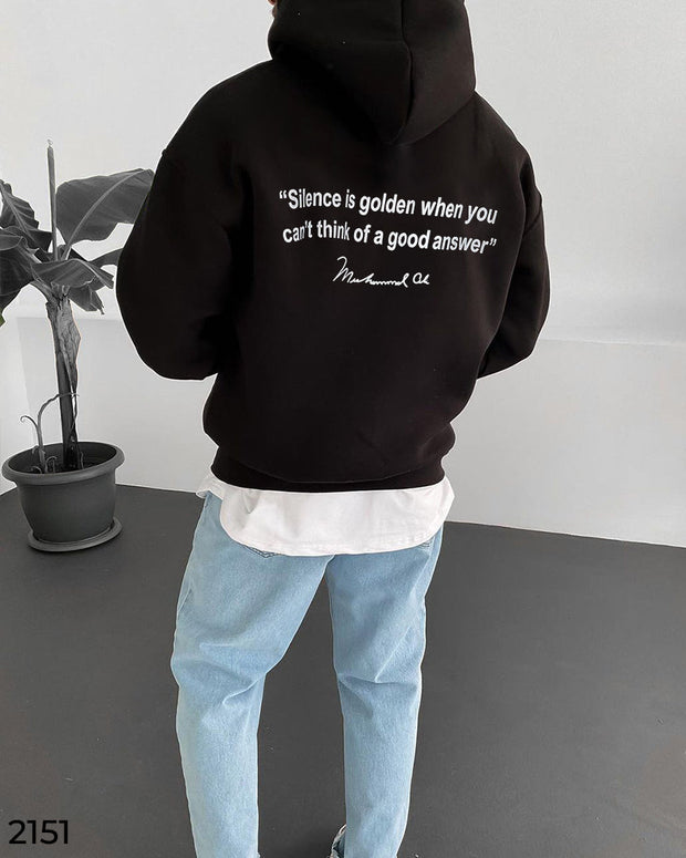 M.Ali Quote Oversize Hoodie - Black