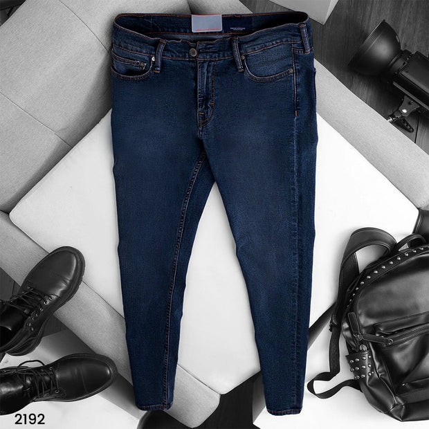 Ink Blue Plain Stretch Jeans - 2192