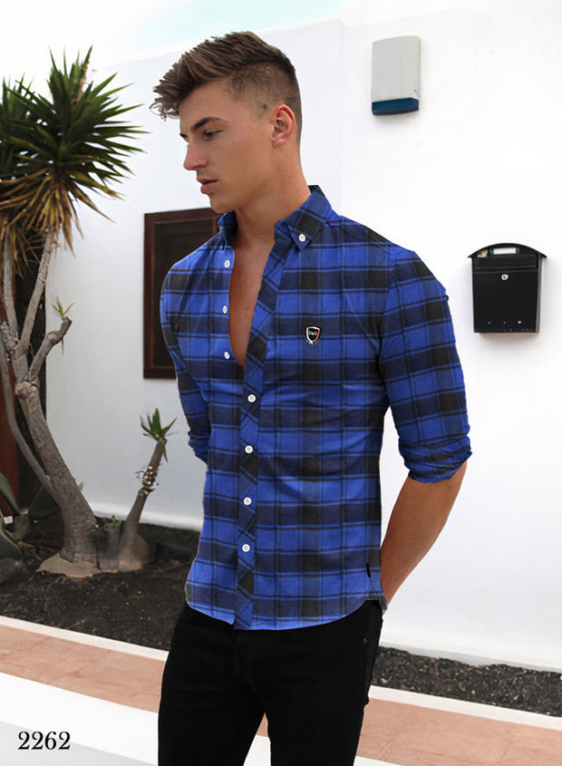 Block Checked Formal Shirt - Blue