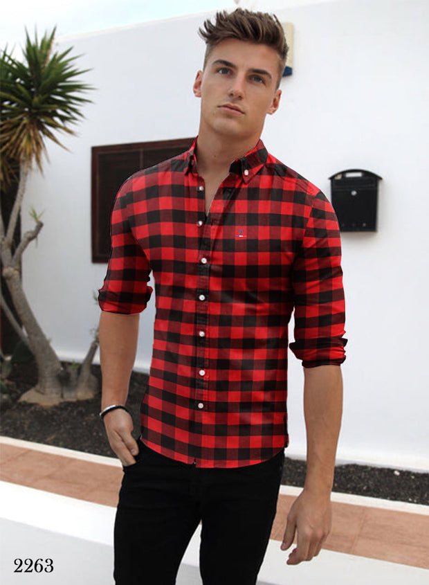 Block Checked Formal Shirt - Red