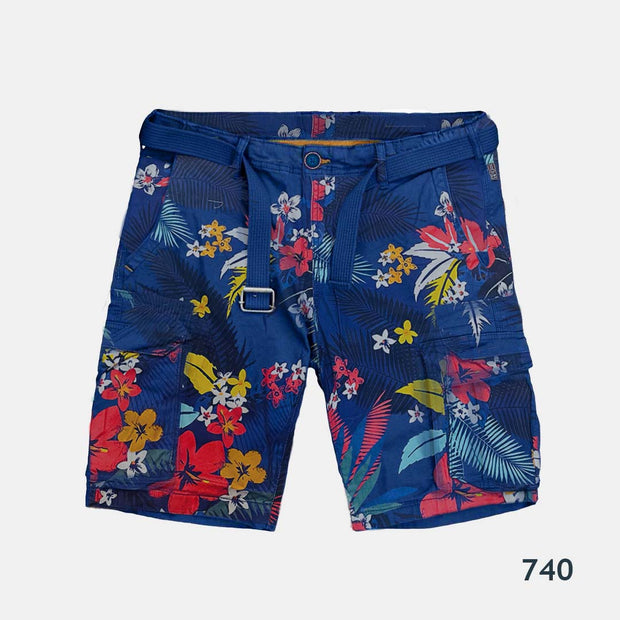 Printed Blue Cargo Shorts -CHSH.0740