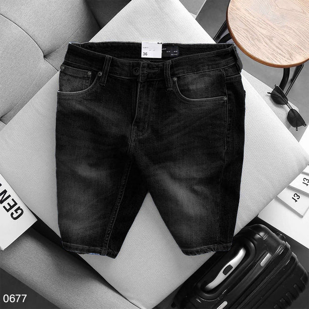 Black Faded - Slim Fit Denim Shorts