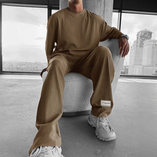 Men Crewneck Pleated Sets