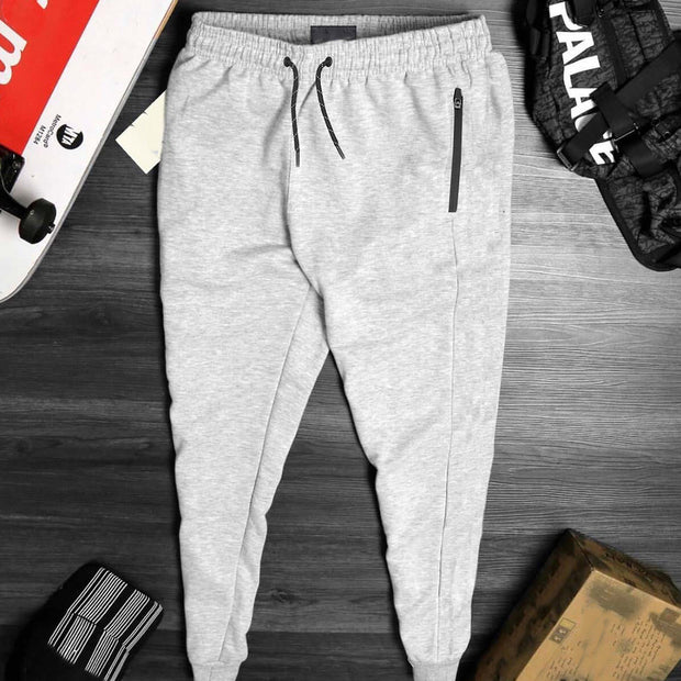 Heather Grey Zip Slim Fit Jogger Pants