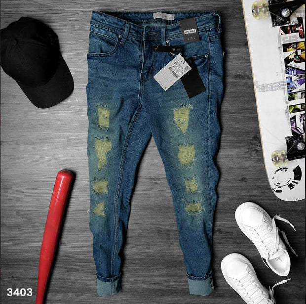 Blue Jeans New Damage Jeans Pant Mens Ripped New Scratch Jeans