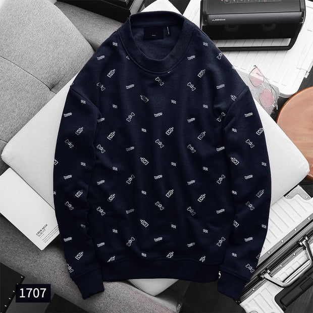 All Over Printed Dark Blue Sweatshirt